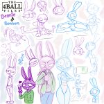  1:1 2021 anthro beanie_(roommates) bonbon_(roommates) bonnie_(fnaf) buckteeth clothed clothing digital_media_(artwork) duo female five_nights_at_freddy&#039;s five_nights_at_freddy&#039;s_2 fourball fur hi_res lagomorph leporid looking_at_viewer mammal rabbit roommates:motha simple_background teeth toy_bonnie_(fnaf) video_games 