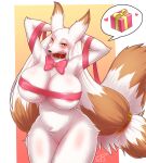  absurd_res anthro areola big_breasts black_nose breasts canid canine coolryong female fur genitals hi_res mammal nude pussy renard_(homura_kasuka) solo white_body white_fur 