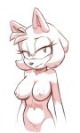 2021 amy_rose anthro bedroom_eyes breasts eulipotyphlan featureless_crotch female half-length_portrait hedgehog looking_at_viewer mammal monochrome narrowed_eyes nipples nude portrait qrog seductive sega simple_background sketch solo sonic_the_hedgehog_(series) white_background 