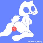  1:1 absurd_res anthro butt censored clyde_(discord) discord_(app) domestic_cat felid feline felis female hi_res mammal nude palmerita_uwuy simple_background solo 