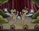  2018 5:4 accessory animated anthro arthropod barely_visible_genitalia barely_visible_pussy black_hair breasts cuphead_(game) dachimotsu dipteran duo edit female genitals hair hair_accessory hair_bow hair_ribbon insect low_res nude nude_edit pussy ribbons short_playtime thumbnail video_games 