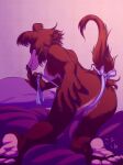  2020 anthro beastars bent_over breasts brown_body brown_fur butt canid canine canis claws female fur hand_on_butt iro_gomasio juno_(beastars) kneeling mammal nude pawpads pink_pawpads ribbons side_boob solo wolf 
