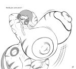  09hankris absurd_res anthro big_breasts breasts equid equine female hasbro hi_res huge_breasts hyper hyper_breasts mammal monochrome my_little_pony nipples nude solo zebra 