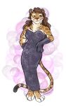  anthro clothed clothing curvaceous curvy_figure dress felid female fur hair hi_res jaguar long_hair mammal pantherine solo sophiecabra spots spotted_body spotted_fur voluptuous 