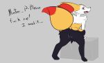  2021 anthro anus begging black_body black_fur black_pawpads bodily_fluids braixen butt cheek_tuft cute_fangs dipstick_tail english_text facial_tuft fangs female fur genital_fluids genitals grey_background hi_res inner_ear_fluff leaning leaning_forward looking_back mrdegradation multicolored_tail nintendo nude pawpads pok&eacute;mon pok&eacute;mon_(species) presenting presenting_hindquarters profanity pussy pussy_juice red_body red_fur red_nose simple_background smile solo text tuft video_games white_body white_fur yellow_body yellow_fur 