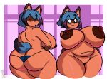  absurd_res anthro areola big_breasts big_butt blue_hair brand_new_animal breasts butt clothed clothing female genitals hair hi_res huge_butt hyper kingretrokirby mammal michiru_kagemori nipples nude overweight overweight_anthro overweight_female procyonid pussy raccoon solo studio_trigger thick_thighs topless 