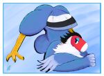  2021 accipitrid accipitriform amelia_(animal_crossing) animal_crossing anthro ass_up avian beak big_breasts biped bird bird_feet black_claws blue_body blue_feathers breasts butt caracara claws digital_media_(artwork) digitigrade eagle falconid feathers female front_view gio-joe hi_res jack-o&#039;_pose makeup multicolored_beak multicolored_body multicolored_feathers nintendo non-mammal_breasts nude pose red_beak red_body scutes shaded signature simple_background smile smirk solo tail_feathers talons toe_claws two_tone_beak video_games white_beak white_body white_feathers 