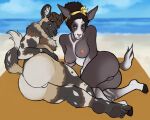  5:4 african_wild_dog antelope anthro balls beach big_butt black_pawpads body_hair bovid bovine breasts butt canid canine canis chest_hair chubby_male cloven_hooves curled_hair darius_davis digital_media_(artwork) dreadlocks duo ear_piercing ear_ring feet female fur genitals hair hi_res hindpaw hooves impala jewelry josephine_vasquez looking_at_another lying male male/female mammal multicolored_body multicolored_fur nipple_piercing nipples nude on_side outside pawpads paws piercing pussy rex_tile sea seaside sky water 
