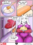  anthro baking belly big_belly big_breasts boss_monster bovid breasts caprine clothed clothing comic curvy_figure digital_media_(artwork) english_text female fur horn mammal mature_anthro mature_female neo_geppetto overweight overweight_anthro overweight_female solo text thick_thighs toriel undertale video_games voluptuous white_body white_fur wide_hips 