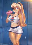  absurd_res anthro basketball basketball_uniform bedroom_eyes belly big_breasts blonde_hair blue_eyes bodily_fluids bottle bottled_water breasts cleavage clothed clothing english_text female fluffy fluffy_tail fur hair hi_res kiwanoni lagomorph leporid locker locker_room lola_bunny long_ears looney_tunes mammal narrowed_eyes navel open_mouth public rabbit seductive shirt smile solo space_jam sport sportswear sweat sweatdrop tank_top teeth text text_on_clothing text_on_shirt text_on_tank_top text_on_topwear tongue topwear uniform warner_brothers wet white_body white_fur 