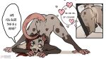  &lt;3 16:9 4_fingers ambiguous_gender anthro ass_up bent_over butt didelphid digital_media_(artwork) duo ear_piercing english_text eyebrow_piercing facial_piercing female fingers genitals hair hi_res industrial_piercing jack-o&#039;_pose mammal marsupial nitani nitani_(fursona) nude phone piercing pose pussy rear_view simple_background spots spread_legs spreading text white_background widescreen 