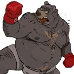  1:1 2021 angry anthro belly bottomwear clothing hi_res male mammal moobs motogen nipples overweight overweight_male s_h_bear shorts simple_background solo ursid white_background 