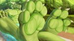  4_toes absurd_res anthro dragon eyewear feet foot_focus glasses green_pawpads hi_res macro male mtfoxx muscular muscular_male nude outside pawpads paws soles solo toes water 
