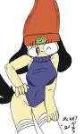  &lt;3 &lt;3_eyes anthro big_breasts big_eyes breasts canid canine canis closed_smile crossgender domestic_dog eyelashes female looking_at_viewer mammal mouth_closed one_eye_closed parappa parappa_the_rapper smile solo sony_corporation sony_interactive_entertainment unknown_artist video_games wink winking_at_viewer 