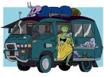  amphibian anthro blush bodily_fluids bone bra breasts car chair clothing eyes_closed female frog furniture gun hand_fan hi_res medium_truck navel open_mouth ranged_weapon rifle robe rv skull sleeping_bag sliding_door solo sonnytherat sweat truck_(vehicle) underwear van vehicle weapon 