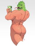  absurd_res animal_head animal_humanoid arts_of_indiego butt for_a_head hi_res humanoid kaiman kaiman_(dorohedoro) looking_at_viewer looking_back looking_back_at_viewer male muscular muscular_humanoid muscular_male nude open_mouth phone rear_view scalie scalie_humanoid simple_background solo tongue tongue_out white_background 