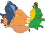  4:3 activision anthro big_butt blue_body bubba_(spyro) butt dragon genitals green_body group group_sex hair hair_bun hi_res horn hot_dogging huge_butt magnus_(spyro) male male/male megacoolbear_(artist) nude orange_body orange_hair overweight overweight_anthro overweight_male penis red_hair rescued_dragons_(spyro) scalie sex simple_background spyro_reignited_trilogy spyro_the_dragon useni_(spyro) video_games white_background 