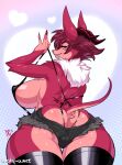  anthro big_breasts big_butt bottomwear breasts butt clothing female fur hi_res looking_at_viewer looking_back looking_back_at_viewer luckypan mammal rear_view red_body red_fur shorts solo text url wide_hips 