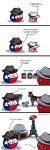  1:3 animate_inanimate avian bird bodily_fluids bovid bovine building chicken clothed clothing comic countryballs cowboy_hat dialogue english_text equid equine galliform gallus_(genus) hat headgear headwear hi_res horse mammal not_furry phasianid shriekingmagpie simple_background sweat sweatdrop text 