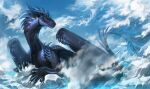  2021 ambiguous_gender claws day detailed_background digital_media_(artwork) dragon feral hi_res horn ice kdromka membrane_(anatomy) membranous_wings outside reptile scales scalie sky solo spines western_dragon wings 