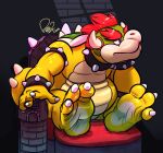  3_toes 4_fingers anthro benj24 bowser bracelet chair claws collar countershade_feet countershading feet fingers foot_focus furniture hair jewelry koopa male mario_bros nintendo obese overweight red_hair scalie soles solo spiked_bracelet spiked_collar spikes spread_toes thinking throne toe_claws toes video_games wrinkled_feet 