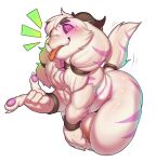  anthro bovid caprine fur genitals goat hi_res horn horn_jewelry horn_ring male mammal markings nipples nude penis pink_eyes pink_markings ring_(jewelry) simple_background slightly_chubby solo thick_thighs tongue tongue_out white_background white_body white_fur zi_ran 
