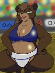  3:4 big_breasts breasts clothed clothing female hair hi_res huge_breasts lion_granny mammal mature_female open_mouth smile solo sumo ursid 獅子奶奶 