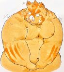  2021 anthro belly blush brown_body hermann_(knights_college) hi_res kemono knights_college male mammal moobs nipples overweight overweight_male simple_background solo suid suina suishou0602 sus_(pig) video_games visual_novel white_background wild_boar 