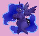  absurd_res anthro anthrofied big_breasts blue_body blue_eyes blue_feathers blue_hair bodily_fluids breasts bulveetox equid equine ethereal_hair feathered_wings feathers female friendship_is_magic hair hasbro hi_res horn lactating mammal my_little_pony nude princess_luna_(mlp) solo thick_thighs winged_unicorn wings 