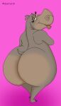  anthro big_butt bubble_butt butt chartist19 dreamworks eyebrows eyelashes female gloria_the_hippopotamus hippopotamid huge_butt kathy_zielinski_(artist) looking_at_viewer looking_back madagascar_(series) mammal nude open_mouth pink_background rear_view simple_background smile solo wide_hips 
