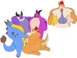  4:3 activision andor_(spyro) anthro asher_(spyro) balls beard blue_body disembodied_penis dragon facial_hair genitals group group_sex hair hi_res horn kneeling male male/male megacoolbear_(artist) nude obese orange_body overweight pecjob pecs penis purple_body ragnar_(spyro) red_hair rescued_dragons_(spyro) scalie sex simple_background spyro_reignited_trilogy spyro_the_dragon video_games white_background 