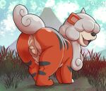  animal_genitalia animal_pussy anus big_butt butt canid canine canine_pussy digital_media_(artwork) female feral fur genitals hair hair_over_eyes hi_res hisuian_growlithe horn looking_at_viewer looking_back mammal multi_nipple nintendo nipples outside pok&eacute;mon pok&eacute;mon_(species) pokemon_legends_arceus presenting presenting_anus presenting_hindquarters presenting_pussy pussy regional_form_(pok&eacute;mon) solo video_games zeklullaby 