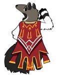  alpha_channel ambiguous_gender anteater anthro brown_body brown_fur cape clothing fur gem gesture hi_res looking_at_viewer looking_back mammal multicolored_body multicolored_fur pilosan pointing runescape solo standing trout_(artist) white_body white_fur xenarthran 