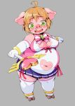  anthro chubby_female domestic_pig female green_eyes hi_res implied_transformation magical_girl_outfit mammal nipple_outline oseron overweight overweight_female solo suid suina sus_(pig) 