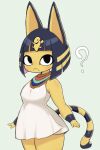  2020 91o42 ? absurd_res animal_crossing ankha_(animal_crossing) anthro blush domestic_cat felid feline felis female hair hi_res looking_up mammal nintendo simple_background solo video_games white_background yellow_body 