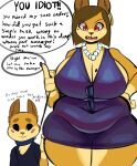  age_difference anthro belly big_belly big_breasts breasts brown_hair canid canine canis cleavage clothed clothing collar dialogue domestic_dog duo english_text entitled female hair hand_on_hip hi_res huge_breasts isolatedartest jewelry karen_(meme) larger_female leash leash_pull male mammal mature_female mother mother_and_child mother_and_son necklace older_female overweight overweight_anthro overweight_female parent parent_and_child simple_background size_difference smaller_male son text thick_thighs white_background young younger_male 