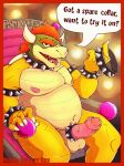  2021 accessory anthro astrograph balls border bowser bowser_day cock_ring collar dialogue digital_media_(artwork) english_text erection fingers foreskin genitals humanoid_genitalia humanoid_penis jewelry koopa looking_at_viewer male mario_bros nintendo nipples nude open_mouth penis penis_accessory penis_jewelry red_border scalie solo speech_bubble spiked_collar spikes talking_to_viewer text video_games 