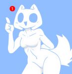  anthro blue_background blush breasts clyde_(discord) discord_(app) featureless_breasts felid female kaizooki mammal open_mouth simple_background solo 