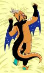  anthro blush claws dakimakura_design dragon draven_(dravendergen) embarrassed feet gills grabbing_sheets heyargo hi_res hybrid looking_back male membrane_(anatomy) mudwing_(wof) nightwing_(wof) scalie seawing_(wof) shy shy_smile slightly_chubby solo tail_curl webbed_hands wings_of_fire 