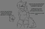  anthro arm_tuft bottomwear canid canine canis clothed clothing conner_(sketchytoasty) digital_media_(artwork) duo english_text female fluffy fluffy_tail fox fur fuzzy hair inner_ear_fluff leg_tuft male mammal monochrome outline pepper_(sketchytoasty) red_fox shirt shorts simple_background sketchytoasty standing text topwear tuft wolf 