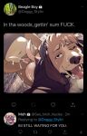  after_sex ahegao anthro anthro_on_anthro ass_up beanie belly biped black_clothing black_shirt black_topwear bodily_fluids bottomless breath brown_body brown_eyes brown_fur butt butt_grab canid canine canis catsudon clothed clothing cum cum_drip cum_on_butt cumshot detailed_background domestic_dog dripping duo ejaculation english_text fangs foreskin from_behind_position fucked_silly fur genital_fluids genitals hand_on_butt hat headgear headwear humanoid_genitalia humanoid_penis looking_at_viewer looking_pleasured male male/male mammal masturbation navel open_mouth partially_retracted_foreskin penile penile_masturbation penis photo_background profanity raised_clothing raised_shirt raised_topwear sex shirt slightly_chubby social_media standing sweat sweatdrop text tongue tongue_out topwear twitter uncut url 