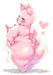  &lt;3 anthro big_butt butt domestic_pig female hi_res long_nipples looking_at_viewer mammal nipples oseron overweight overweight_female pointy_nipples rear_view solo suid suina sus_(pig) 