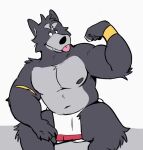  adastra adastra_(series) amicus_(adastra) animated anthro black_body breath canid canine canis clothing echo_project flexing fur haps male mammal nipples overweight panting short_playtime solo underwear video_games visual_novel wolf 