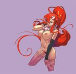  bracelet breasts cao-cao elbow_gloves gloves jewelry large_breasts long_hair naked_scarf nude ponytail pubic_hair red_hair scarf solo sweat tears tengen_toppa_gurren_lagann thighhighs yoko_littner 