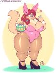  anthro big_breasts breasts bunny_costume cindy_(nekocrispy) clothing costume curvy_figure domestic_cat easter eyewear felid feline felis female glasses holidays huge_thighs mammal nekocrispy slightly_chubby solo text thick_thighs url voluptuous wide_hips 