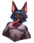  2021 7kuroame7 absurd_res collar digital_media_(artwork) fur hair hi_res long_tongue open_mouth red_eyes teeth tongue 