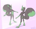 animal_genitalia animancer fur genitals green_body green_fur grey_body grey_fur larson male mammal mirror nude rodent sciurid sheath t_pose 