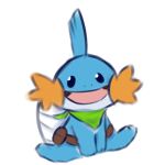  1:1 ambiguous_gender amphibian bandanna belt_pouch feral fin hi_res kerchief looking_at_viewer mudkip nintendo open_mouth pok&eacute;mon pok&eacute;mon_(species) simple_background simple_eyes smile snoiifoxxo solo video_games white_background 