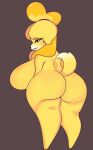  absurd_res ameliemercedez animal_crossing anthro big_breasts big_butt blonde_hair breasts butt canid canine canis domestic_dog female fur hair hi_res huge_breasts isabelle_(animal_crossing) looking_at_viewer looking_back looking_back_at_viewer mammal nintendo nude solo thick_thighs video_games yellow_body yellow_fur 