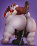  absurd_res anthro badger badgerclops balls biceps big_butt bodily_fluids butt cartoon_network dagapuff domestic_cat duo face_in_ass facesitting felid feline felis genital_fluids genitals hi_res huge_butt male male/male mammal mao_mao:_heroes_of_pure_heart musclegut muscular_legs mustelid musteline nipple_tassels nude overweight penis pole precum sheriff_mao_mao_mao size_difference stripper stripper_pole 